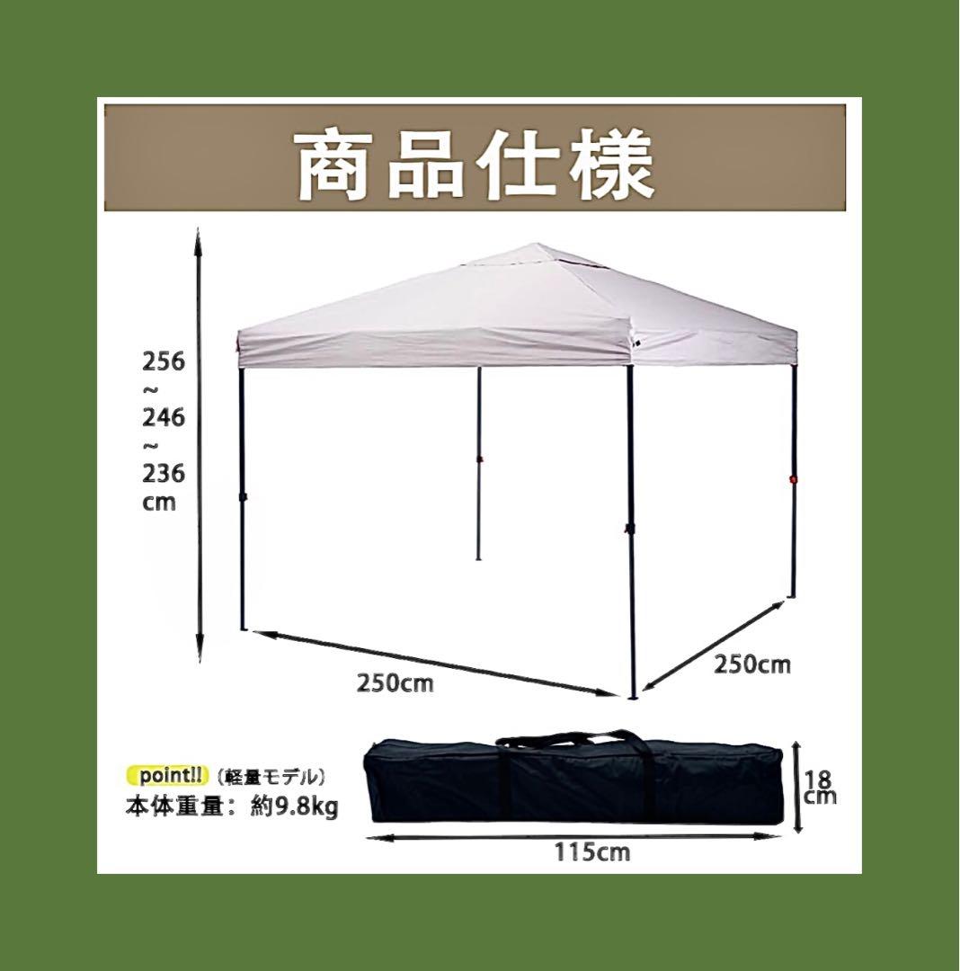 ApeexCanopy タープテント 2.5m×2.5m サイドシート3枚付属