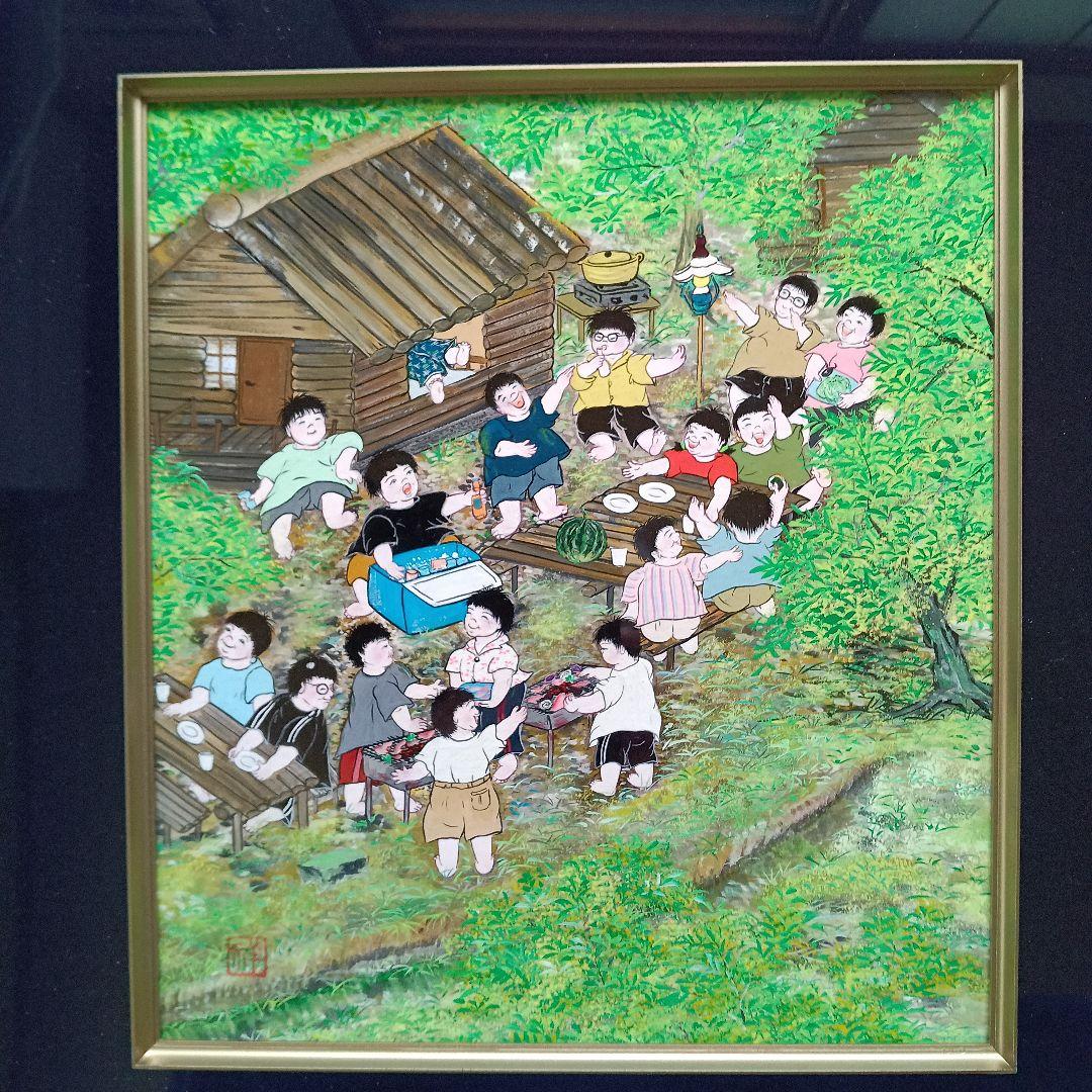岡田祥子作　アクリル原画「愉快な仲間たち」