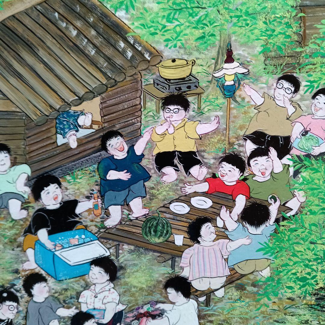 岡田祥子作　アクリル原画「愉快な仲間たち」