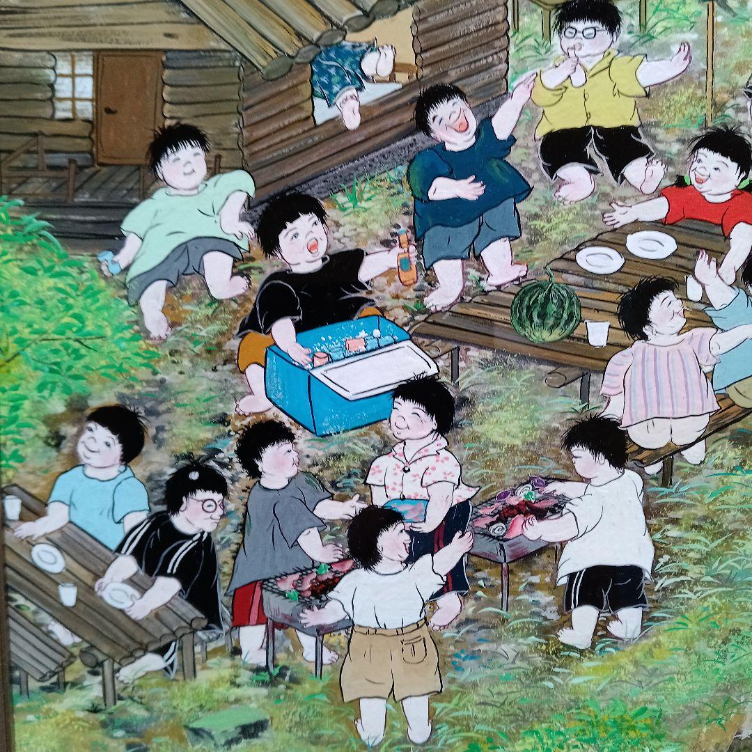岡田祥子作　アクリル原画「愉快な仲間たち」