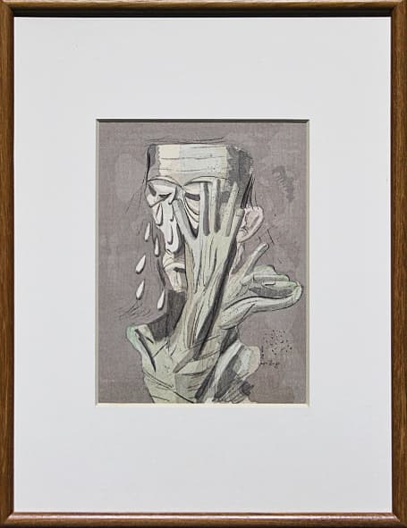 東郷青児 【泣いてる男】 1958年 木版画