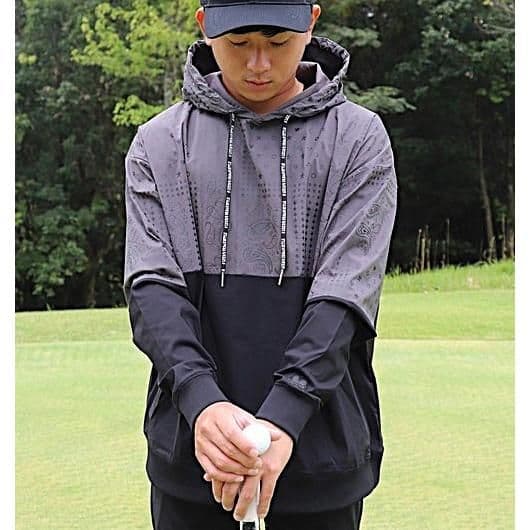 LUXE/R GOLF ストレッチ布帛ペイズリーパーカー 45844GRM