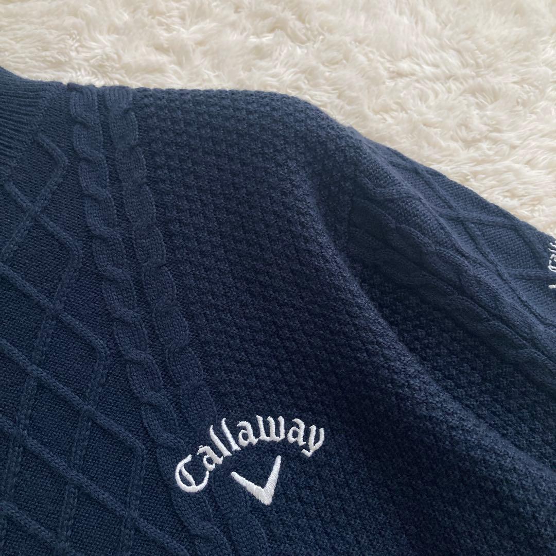 極美品！Callaway キャロウェイ　ケーブルニット　ハイネックセーター　L