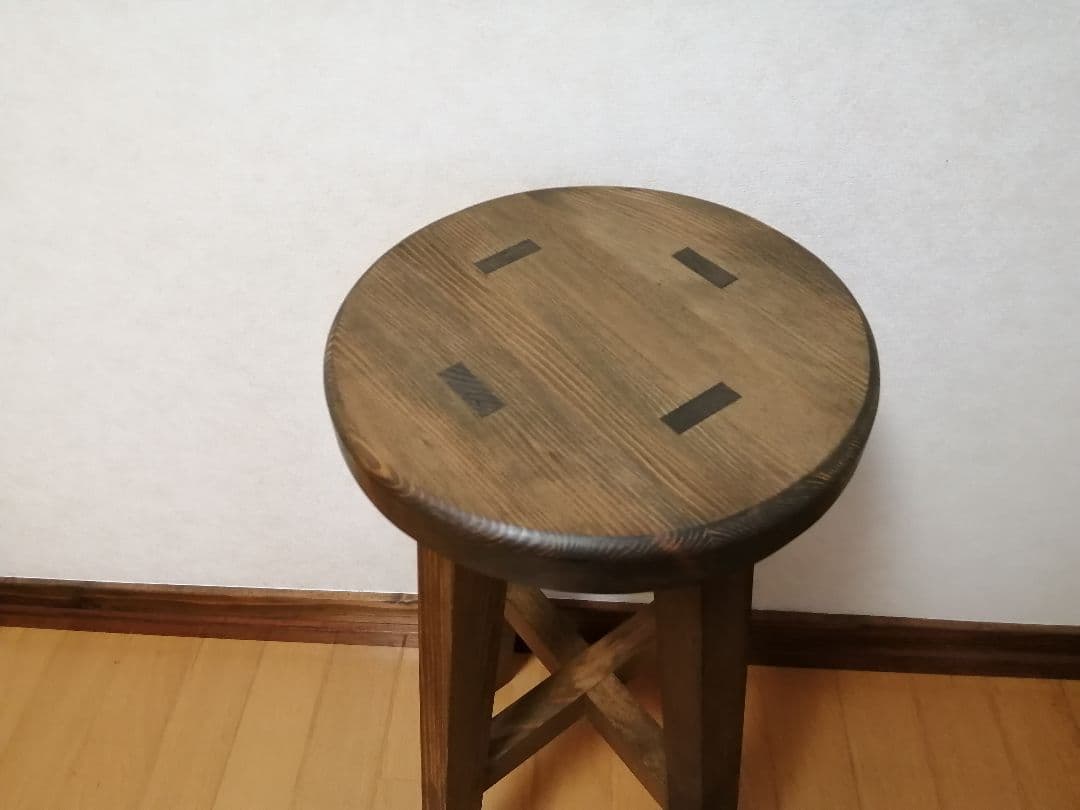 【ほぞ組】木製スツール　高さ65cm　丸椅子　stool 　花瓶台