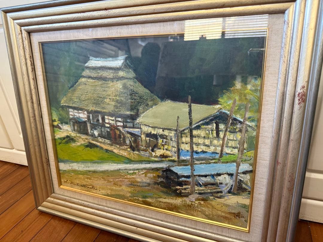 90.「白馬山麓の一農家」髙橋一善 油絵