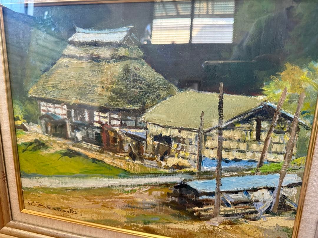 90.「白馬山麓の一農家」髙橋一善 油絵