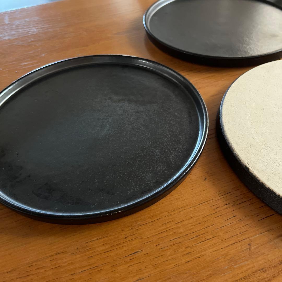 アクタスSHIGARAKI Round PLATE黒いプレート26㎝　3枚セット