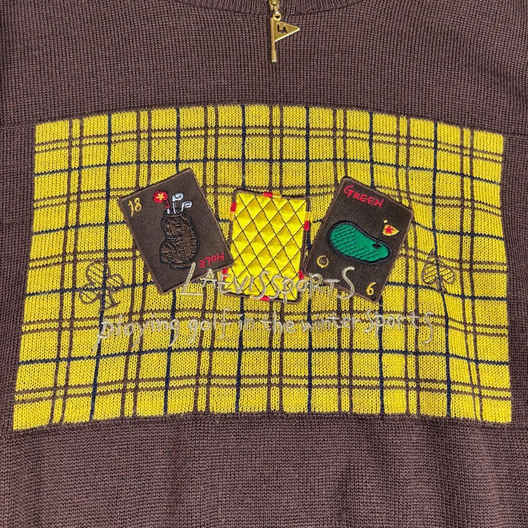 LAEVIS ニット ゴルフ ビンテージ感 ゴルフウェア フラッグ金具