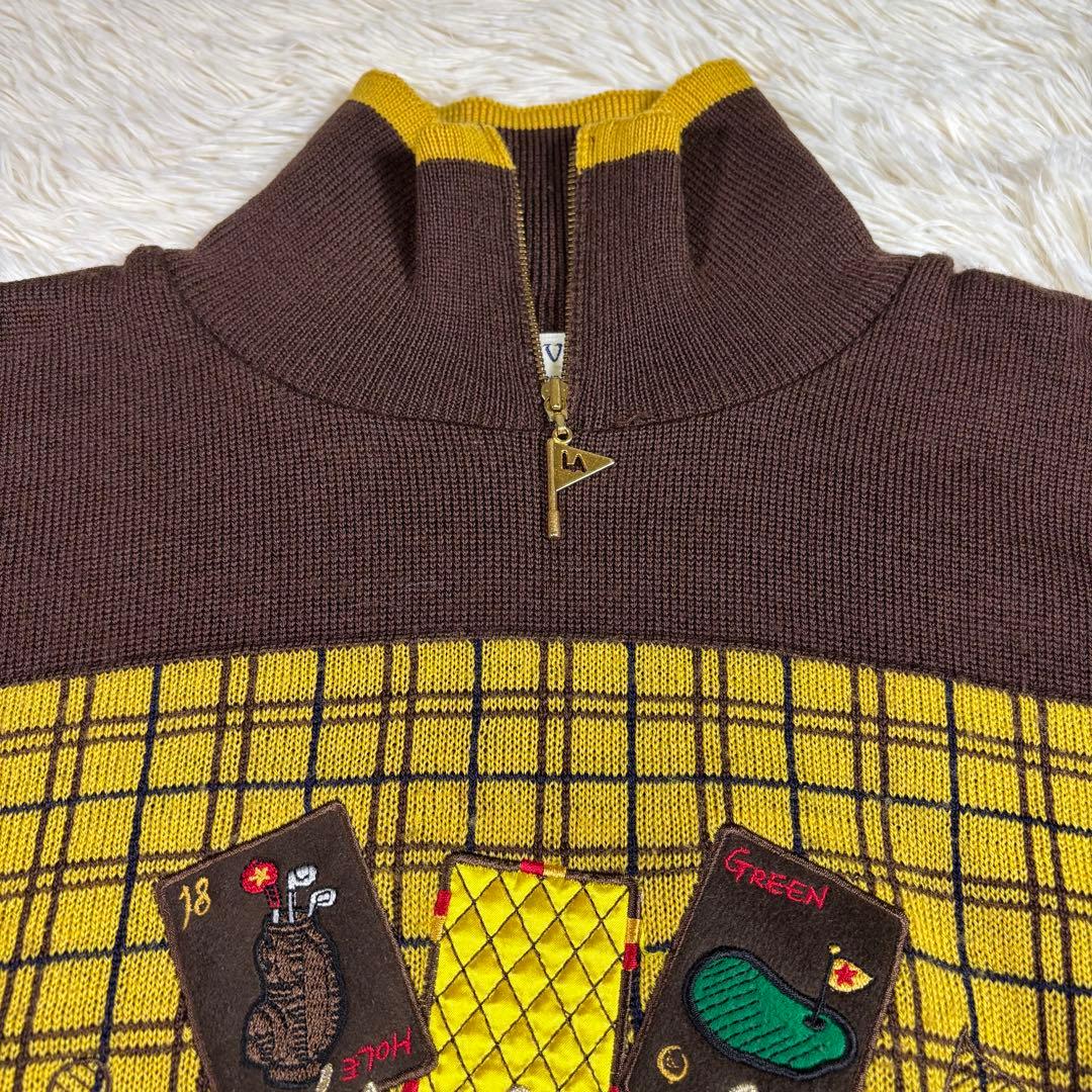 LAEVIS ニット ゴルフ ビンテージ感 ゴルフウェア フラッグ金具