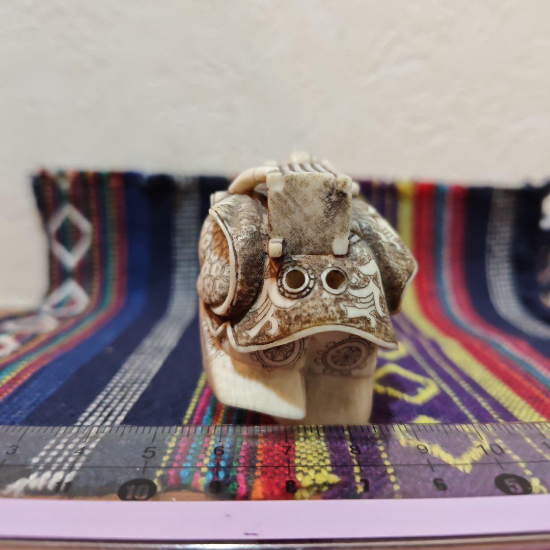 時代提物 山伏根付 天然素材 在銘竜堂【山岳修験道修験者】高約5cm 重約55g