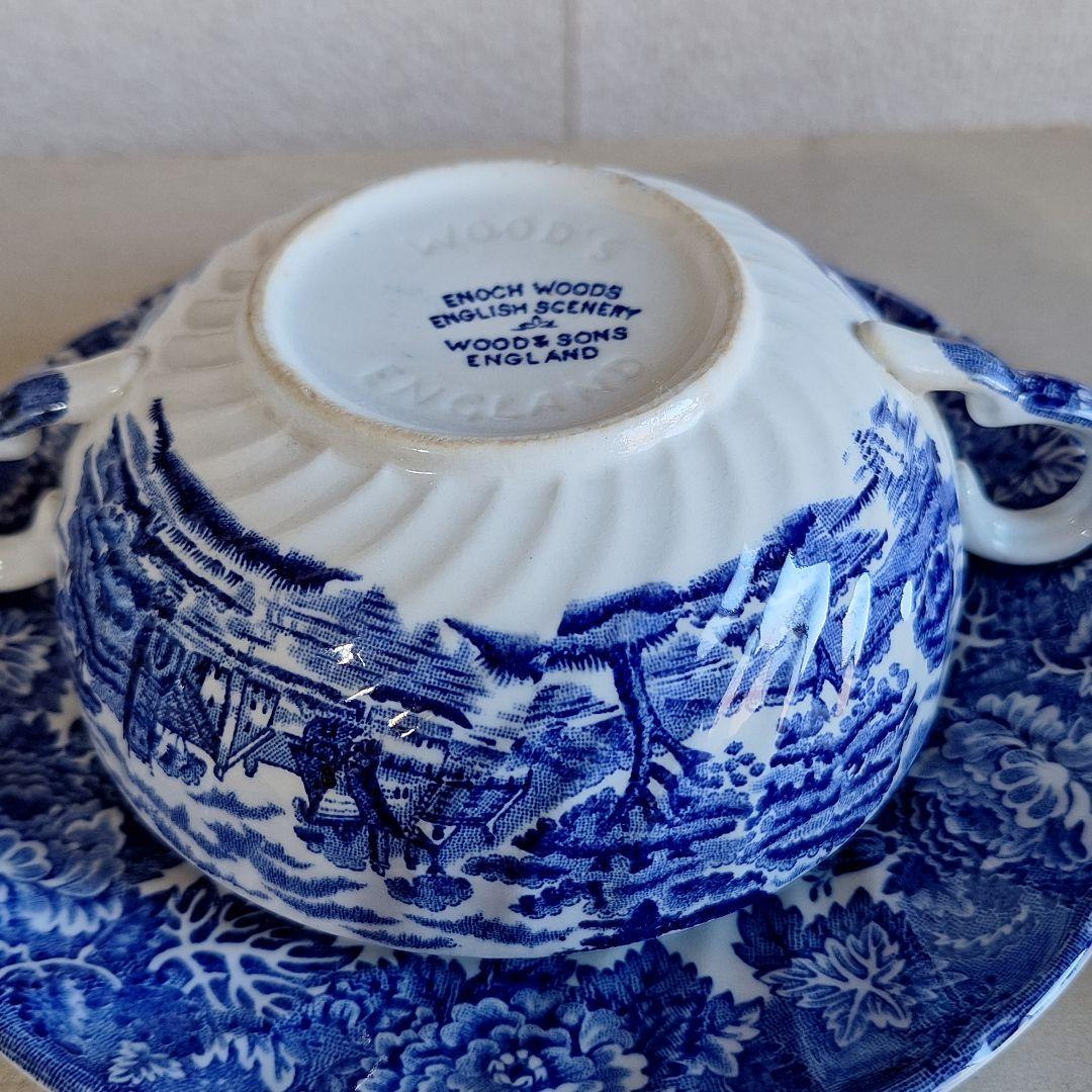 Woods Ware Soup Bowl & Plate　イギリス製　2客　ペア