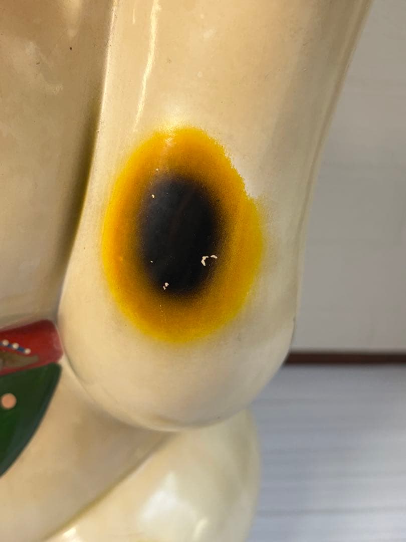 陶器 招き猫 約43cm 左手挙げ 昭和レトロ