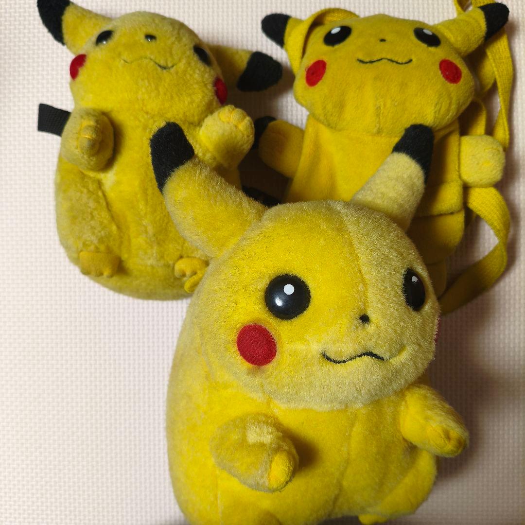 【出品歴なし右上】ピカチュウ　ぬいぐるみ　ポーチ バッグ 初期 レトロ