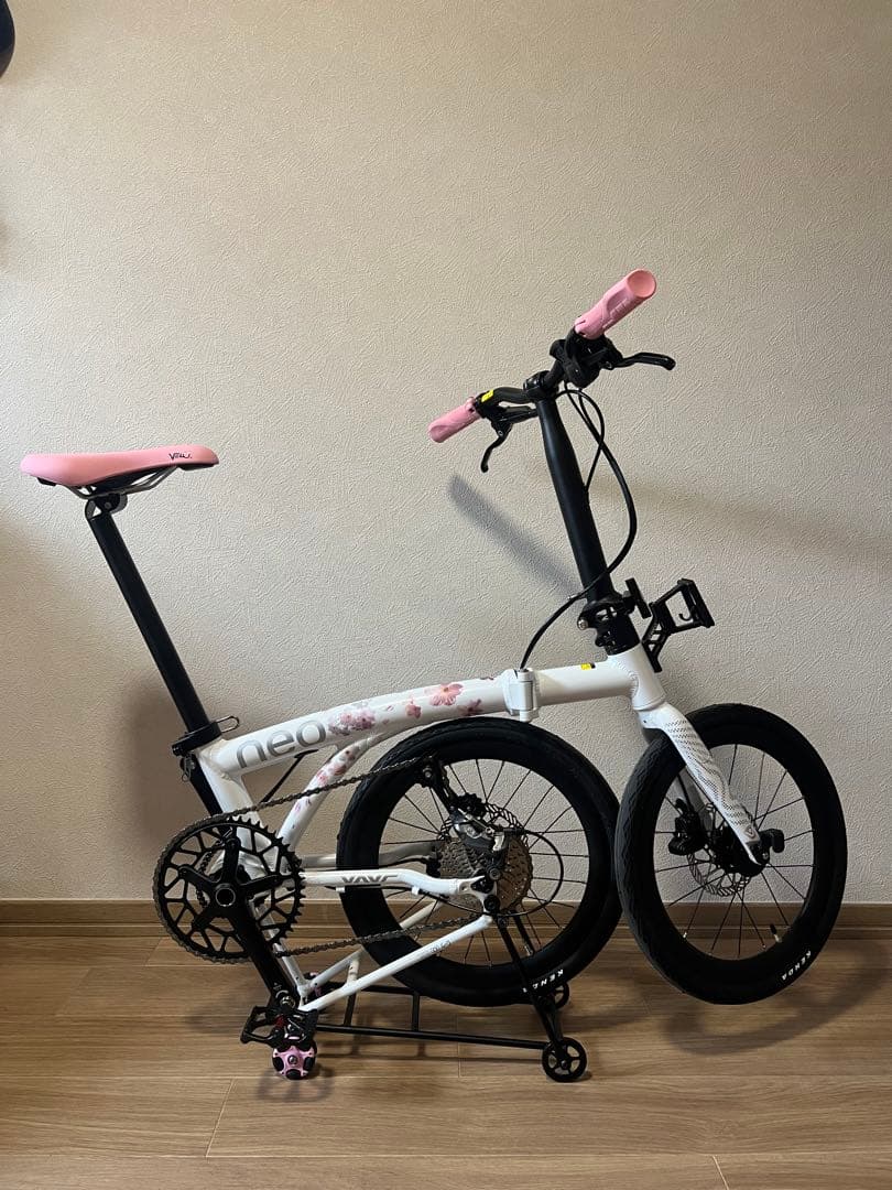 アルミ合金車　桜Brompton同類 9速変速　16インチ折りたたみ自転車