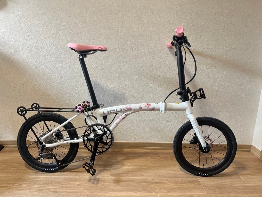 アルミ合金車　桜Brompton同類 9速変速　16インチ折りたたみ自転車