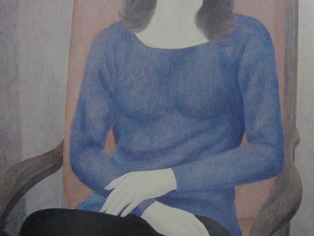 羽根万象、【凭れる】、希少な大判額装用画集より、美品、日本人画家