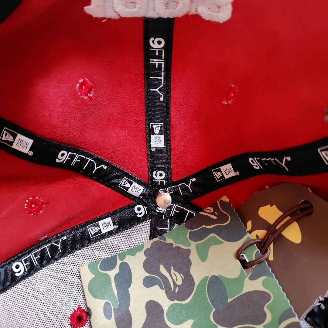 BAPE レザーキャップ 赤