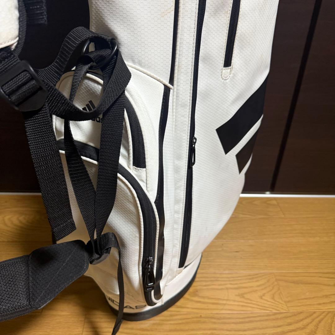 ADIDAS キャディバッグ ゴルフバッグ ホワイト ブラック