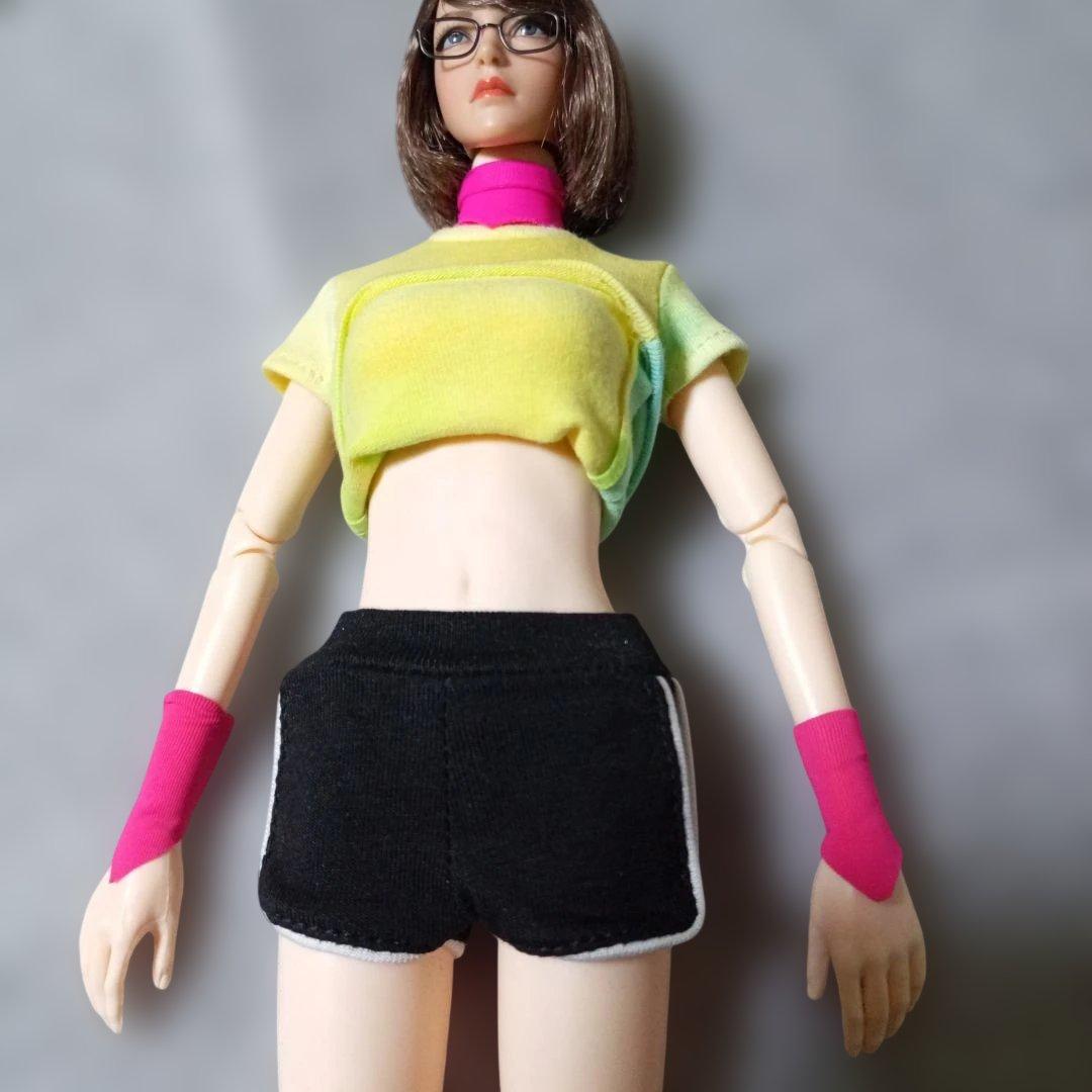 1/6素体 女性ヘッドスポーツウェア ホットパンツ 眼鏡 スニーカーシューズ