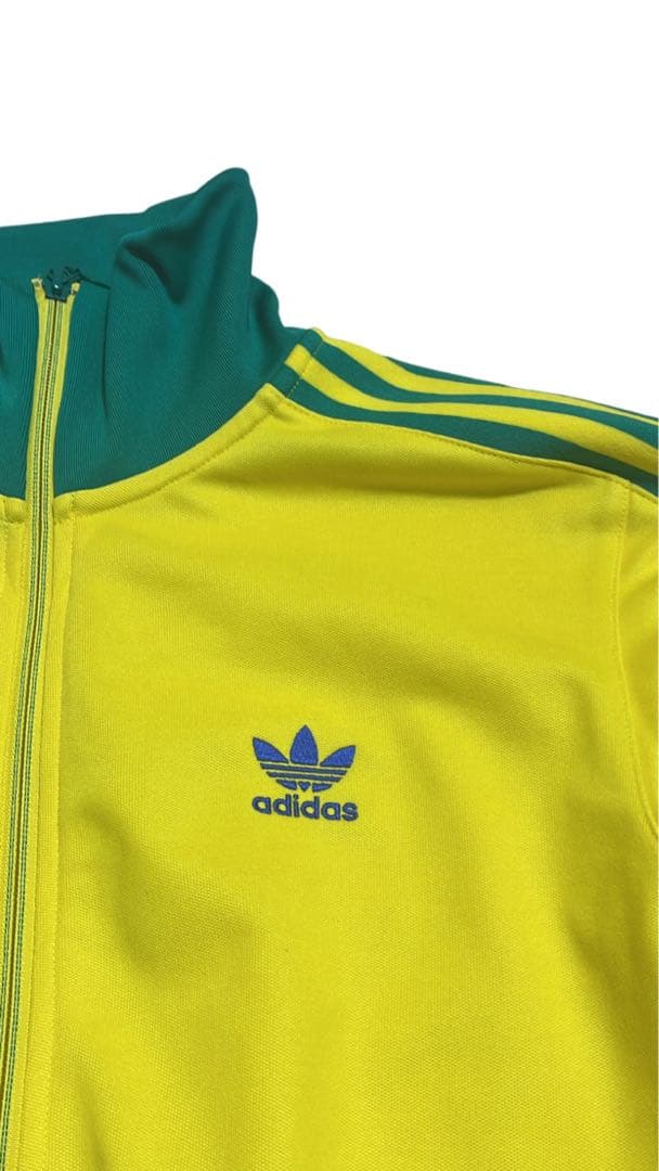 adidas トラックジャケット 刺繍ロゴ 好配色 イエロー×グリーン ジャージ