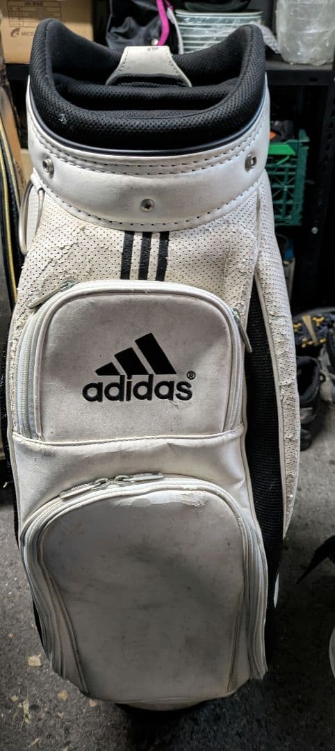 adidas ホワイトキャディバッグ ダメージあり