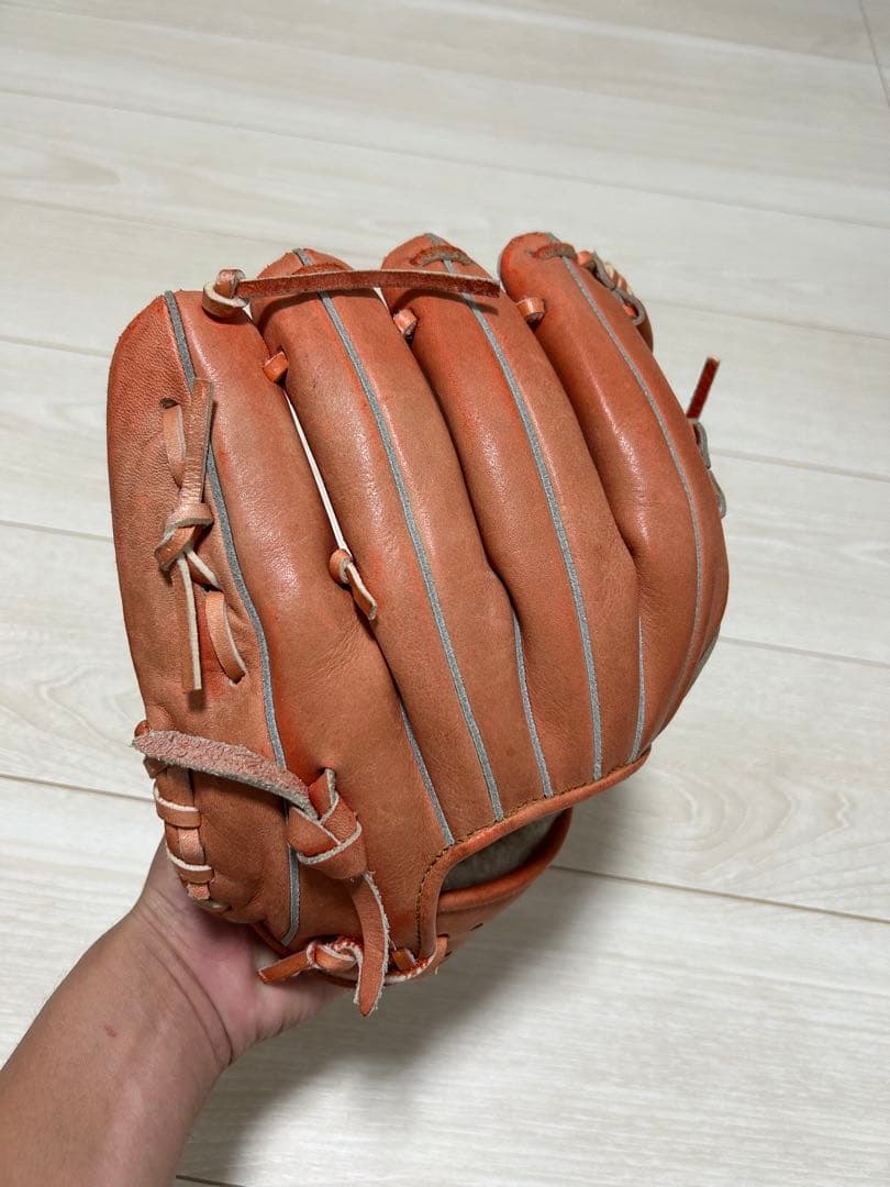 硬式ボール用　内野手用　グローブ　オレンジ