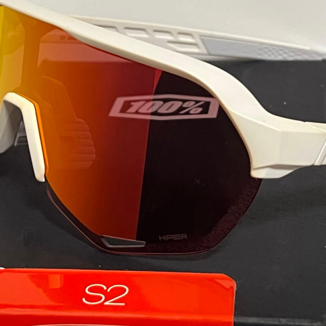 100% ワンハンドレッド サングラス S2 White HiPER Red