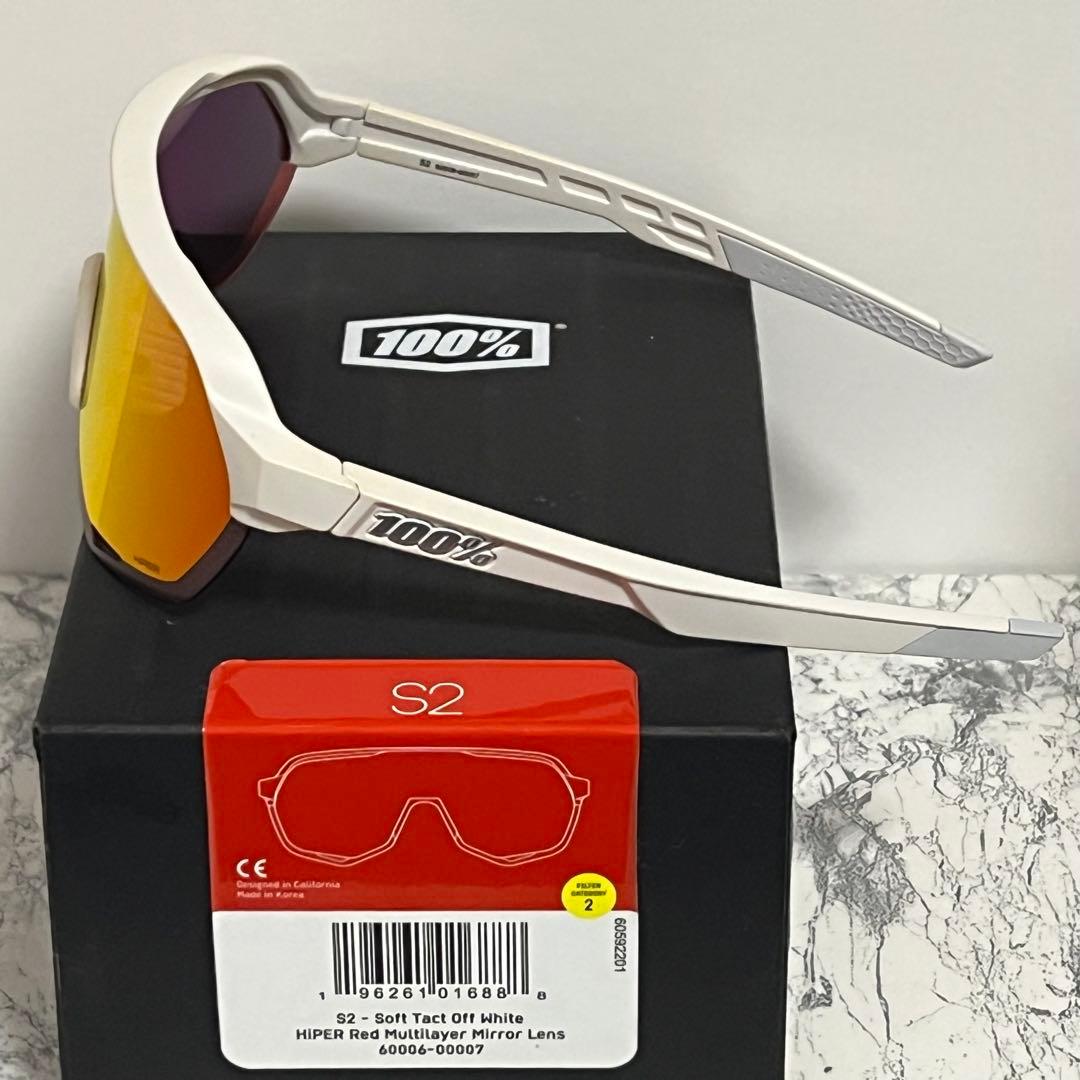 100% ワンハンドレッド サングラス S2 White HiPER Red