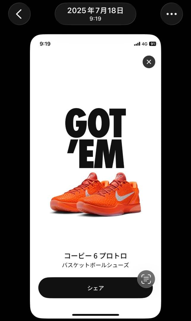 シューズ(男性用) Nike Kobe6 Protro Total Orange