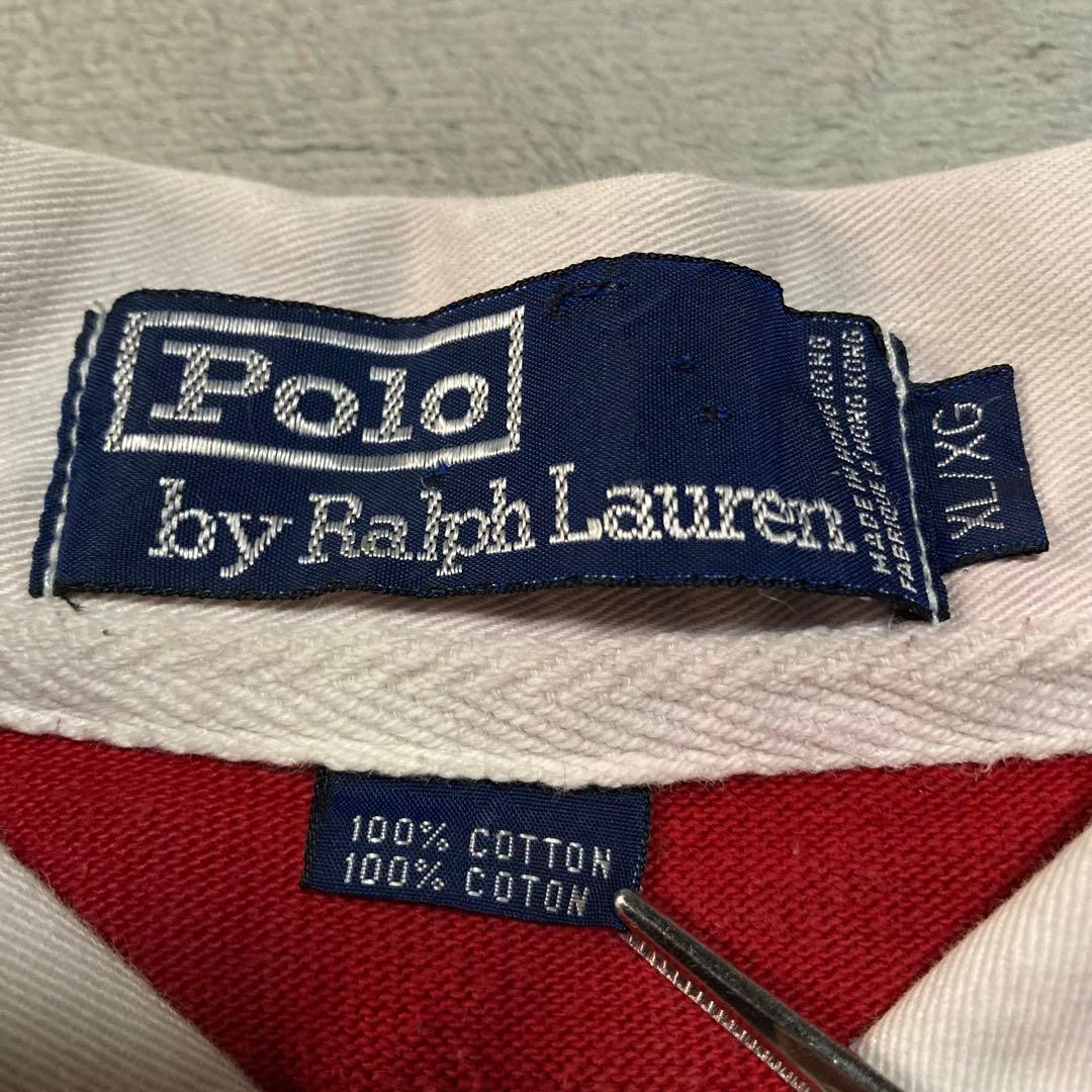 PolobyRalphLauren RugbyShirt 刺繍ロゴ 90s XL
