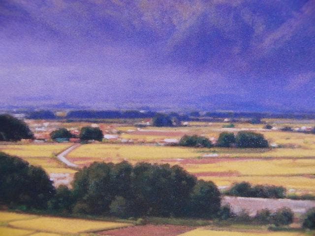 大森祥吾、【安曇野秋景】、希少な画集画、新品高級額 額装付、状態良好