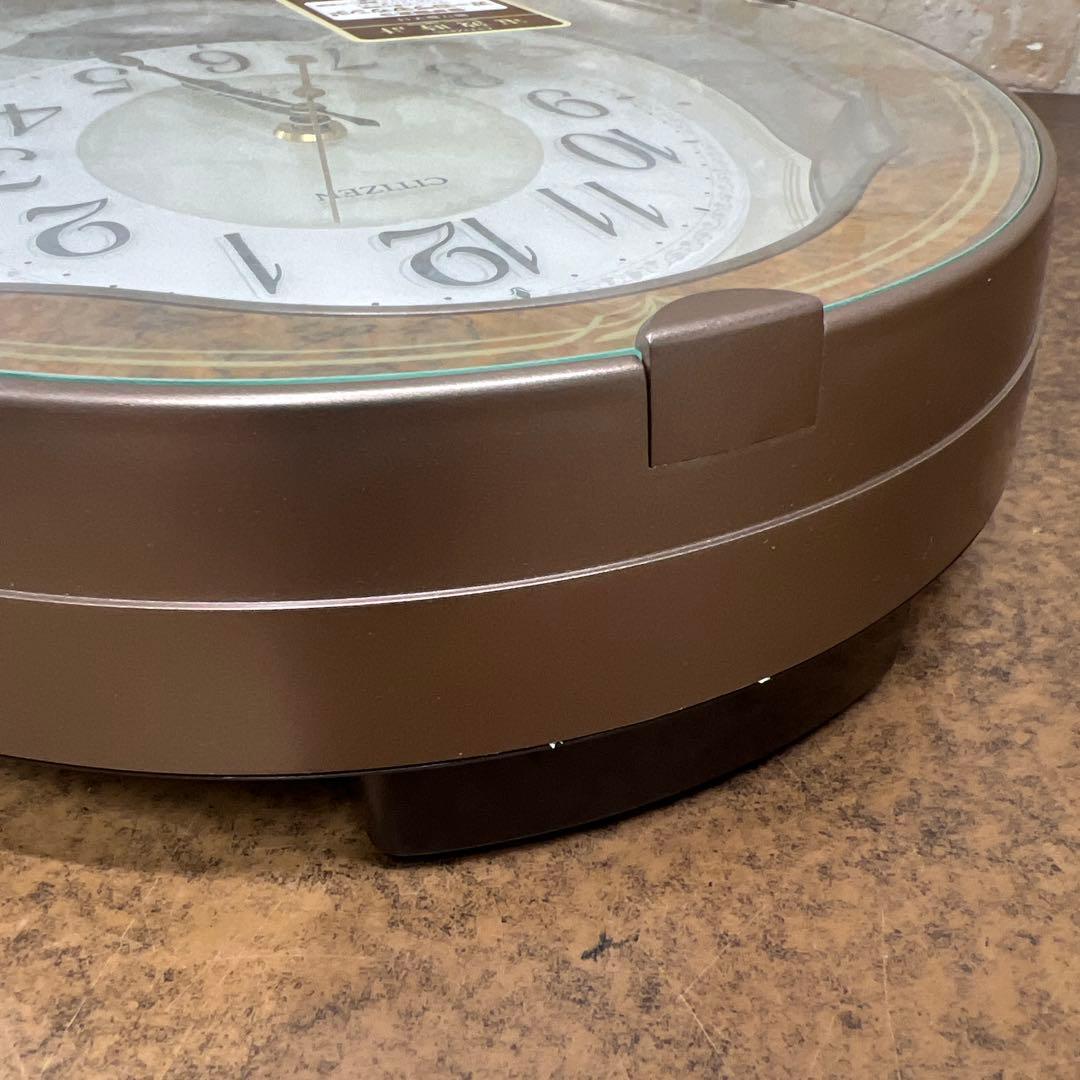 B1【美品】 CITIZEN 電波時計 オーバル形状 飾り振子付 クリスタル装飾