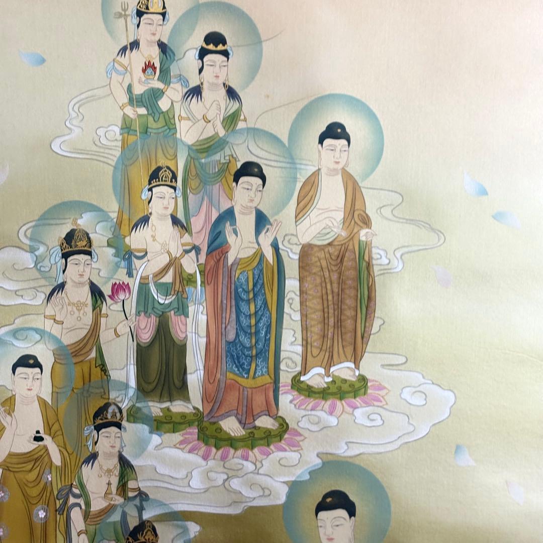 片山白樹「十三佛」掛軸 絹本 共箱 仏画 仏教 仏教美術
