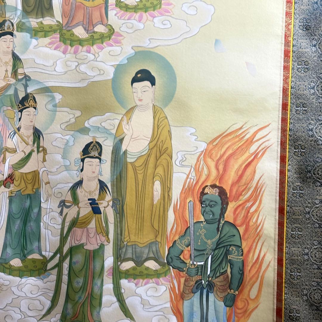 片山白樹「十三佛」掛軸 絹本 共箱 仏画 仏教 仏教美術