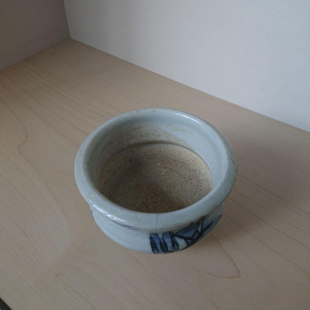 切込焼　香炉　染付山水図