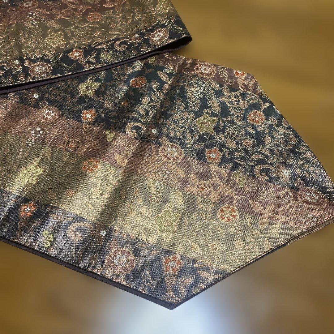 table runner 「金彩更紗」A 帯リメイク　リバーシブル　正絹