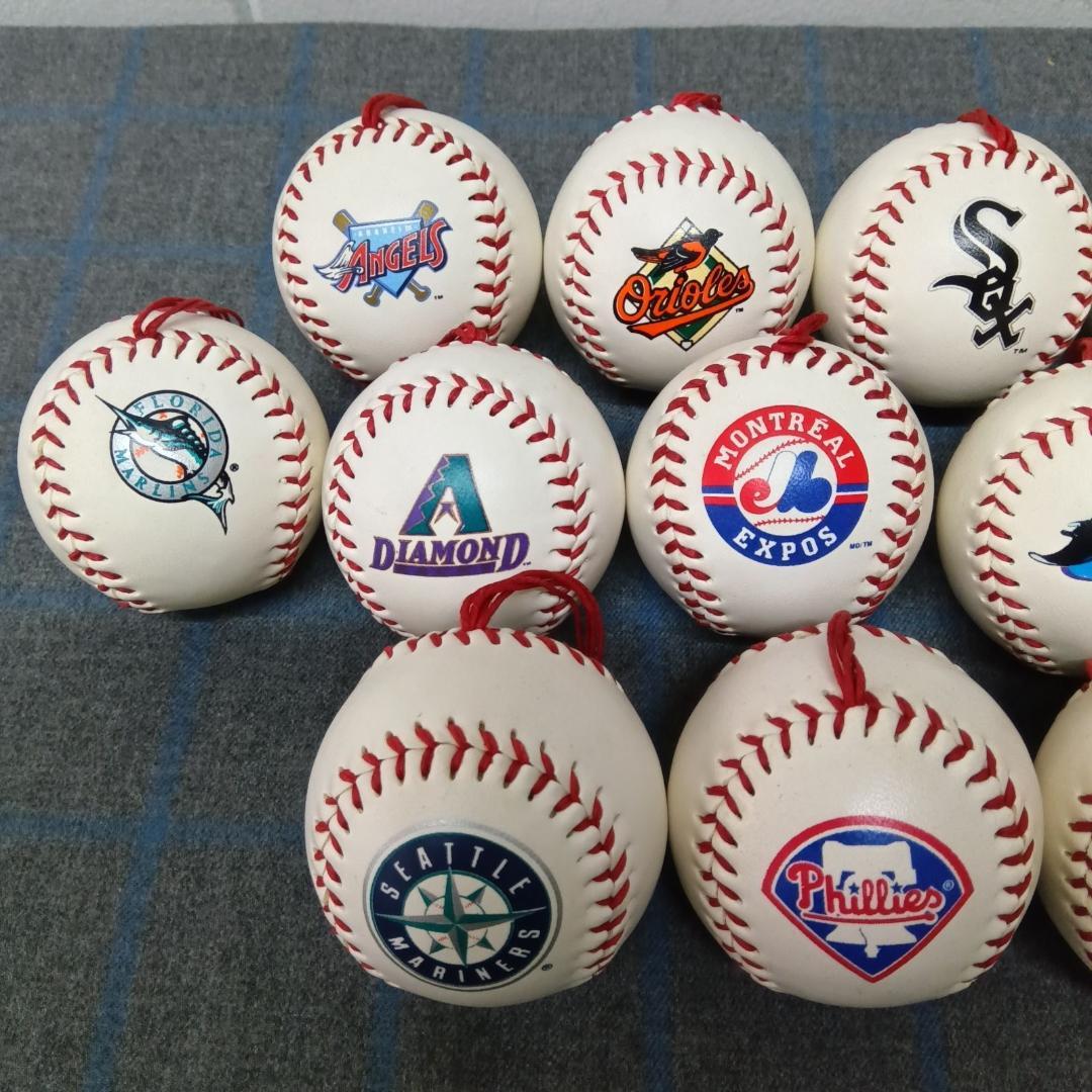 MLB/メジャーリーグ　チームロゴ入りボールキーホルダー　15個セット