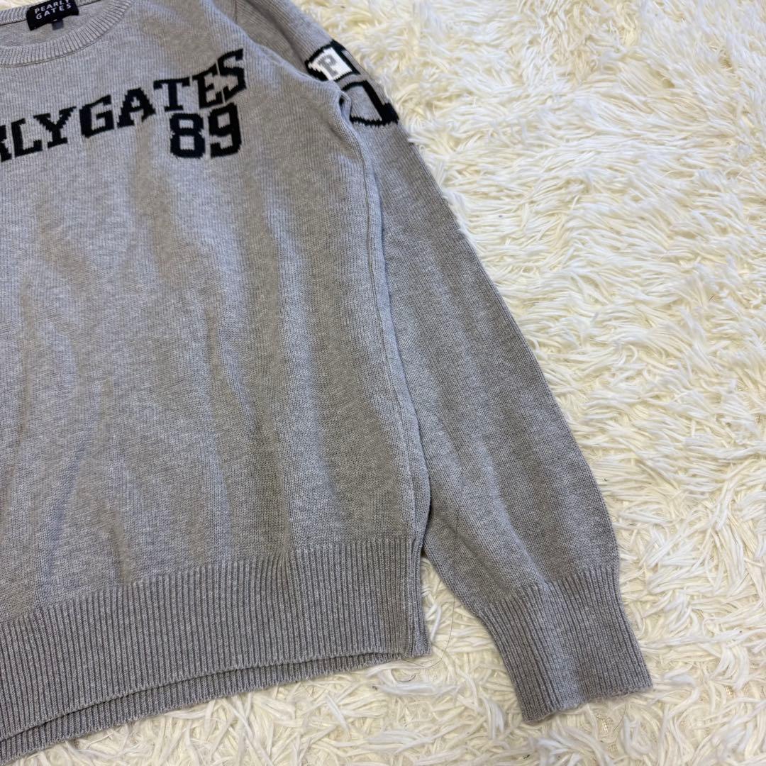【パーリーゲイツ】美品 ニットセーター ニコちゃん グレー 0サイズ レディース