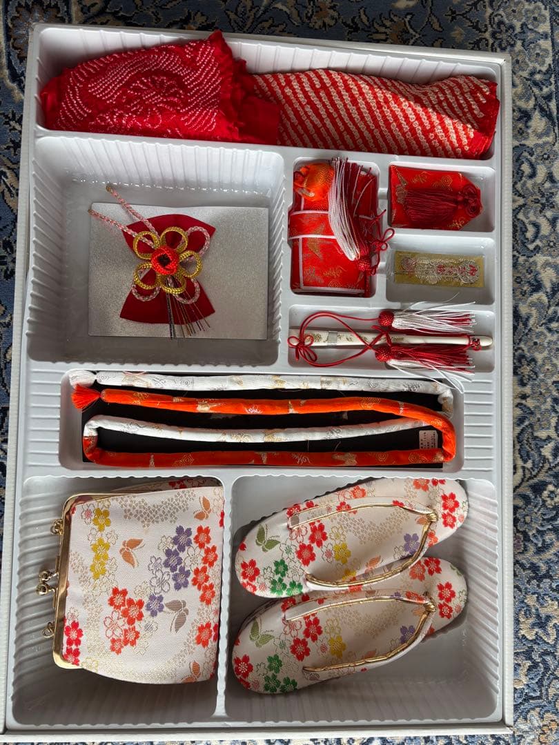 断捨離中さん専用　七五三　7歳用　つくり帯　結び帯　はこせこセット　　小物セット