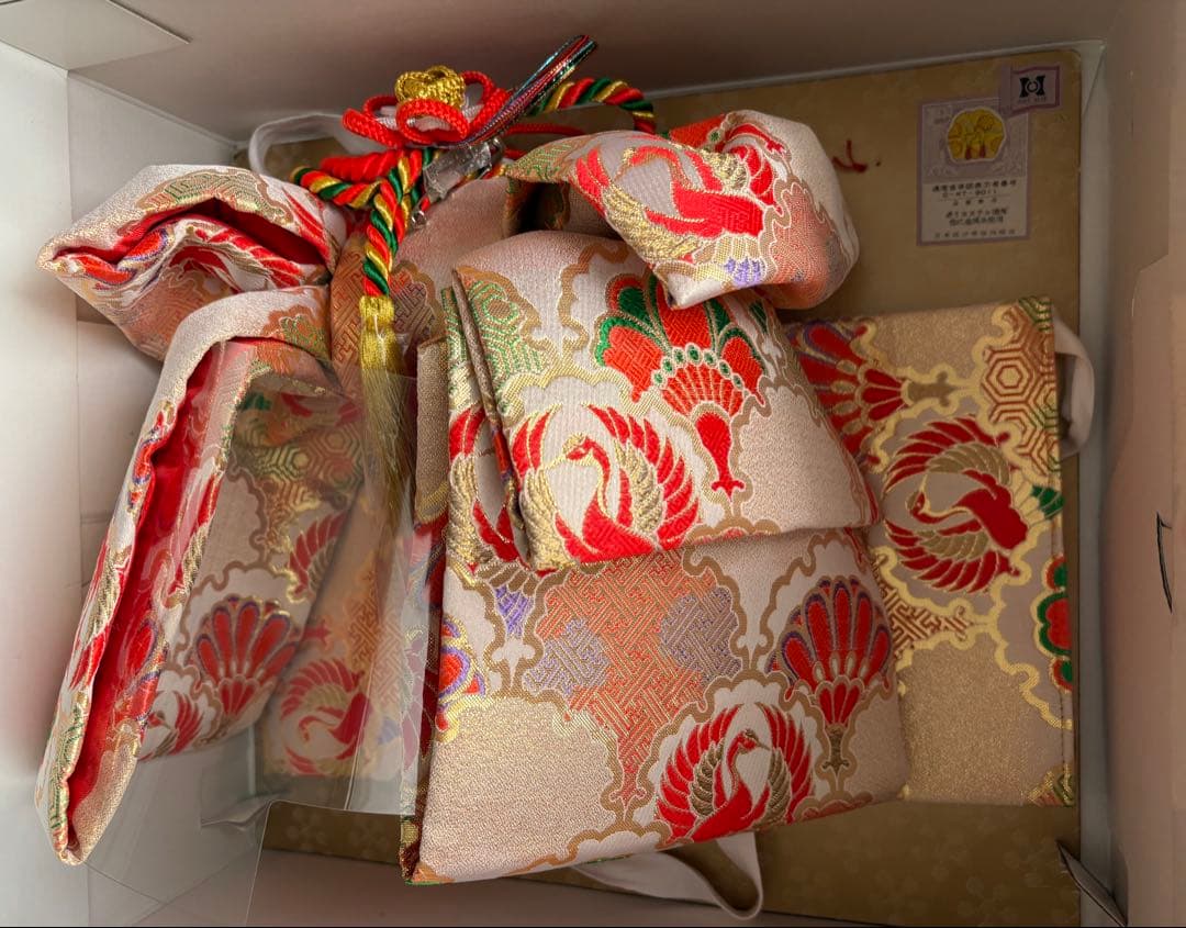 断捨離中さん専用　七五三　7歳用　つくり帯　結び帯　はこせこセット　　小物セット