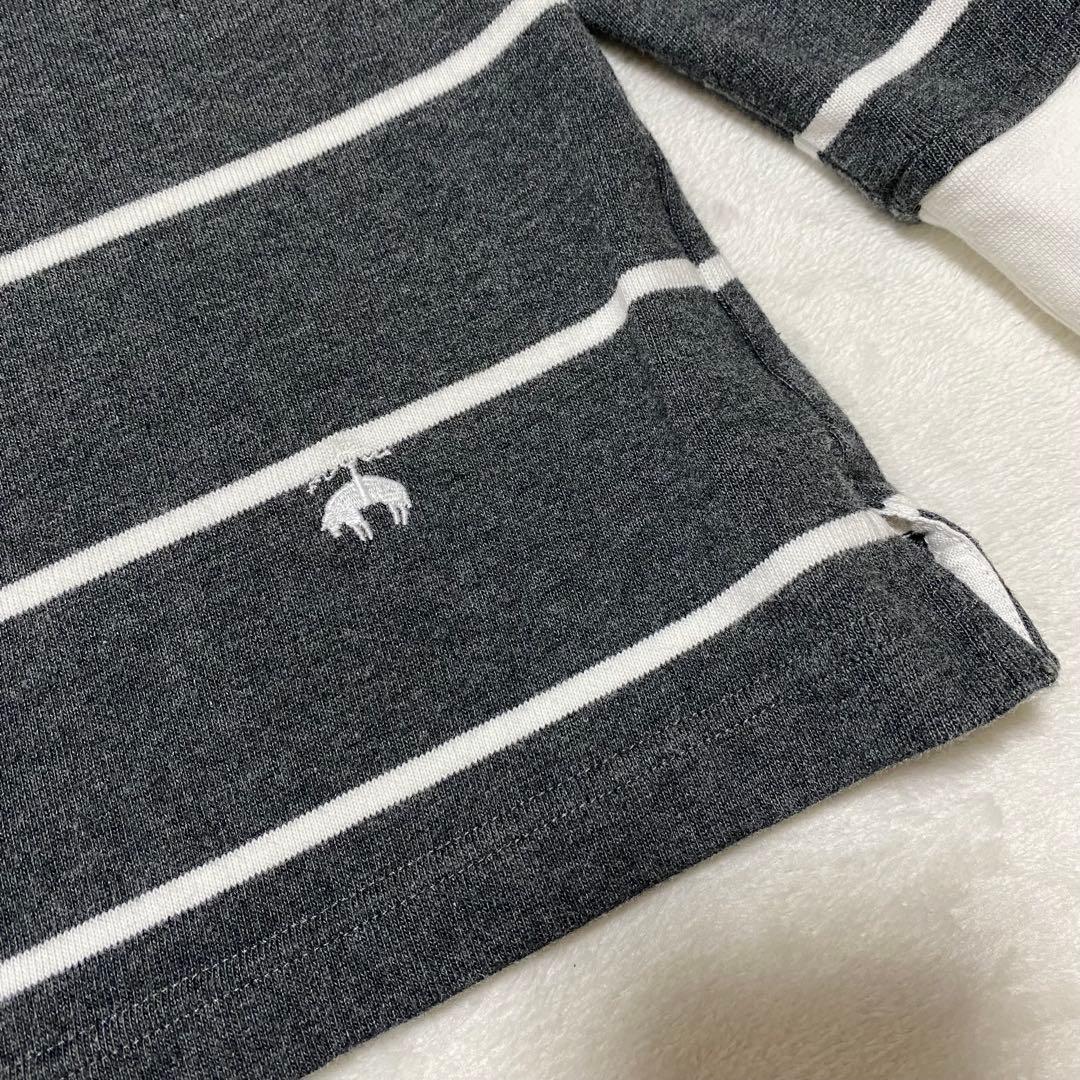 美品　ブルックスブラザーズ　ラガーシャツ　ロゴ刺繍　グレー　ボーダー　長袖　厚手