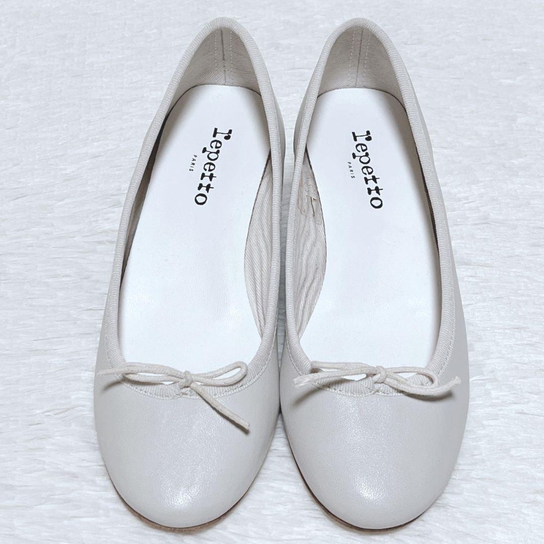 【極美品】repetto レペット ウェッジソール パンプス 白 36 リボン