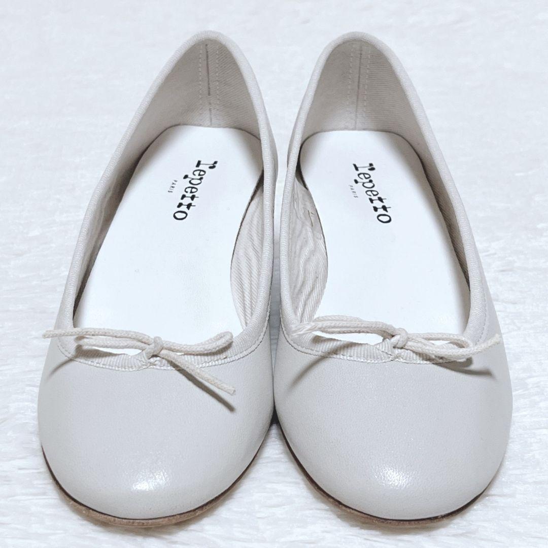 【極美品】repetto レペット ウェッジソール パンプス 白 36 リボン