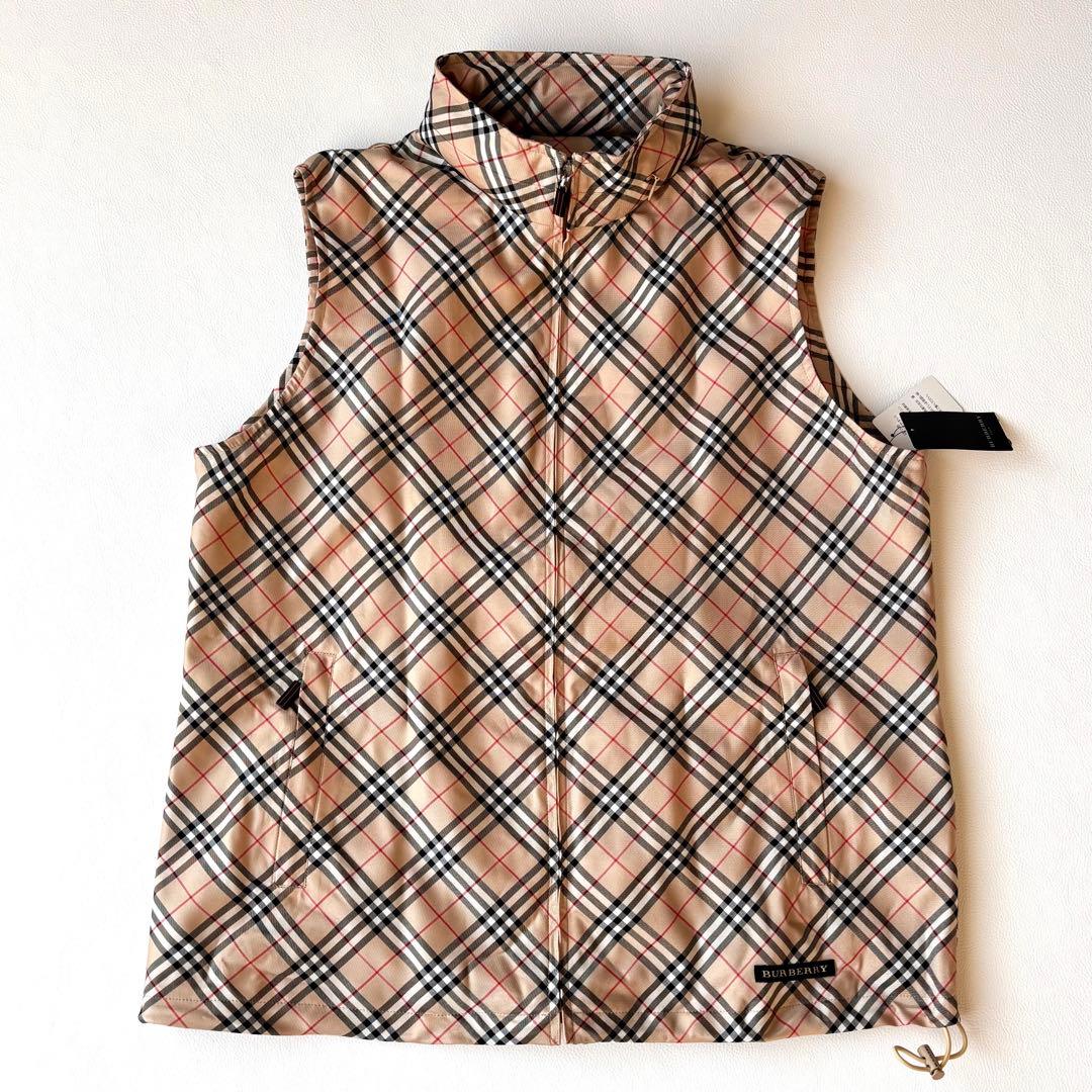 【タグ付き LL】BURBERRY GOLF ベスト　ノバチェック　ジップアップ