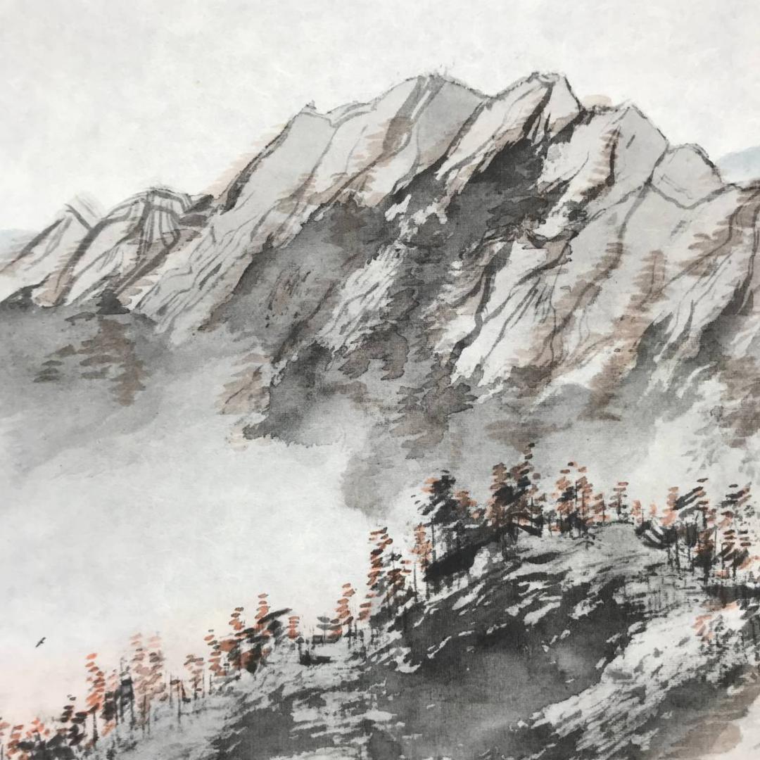 【複製】松林桂月/秋山晩趣図/山水図/工芸品/掛軸/名家伝来/AC-490