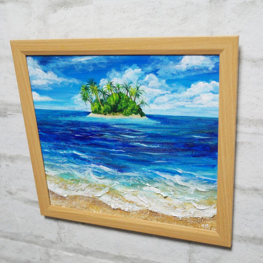 油絵 油彩 油彩画 絵 絵画【海の先に見える小島】