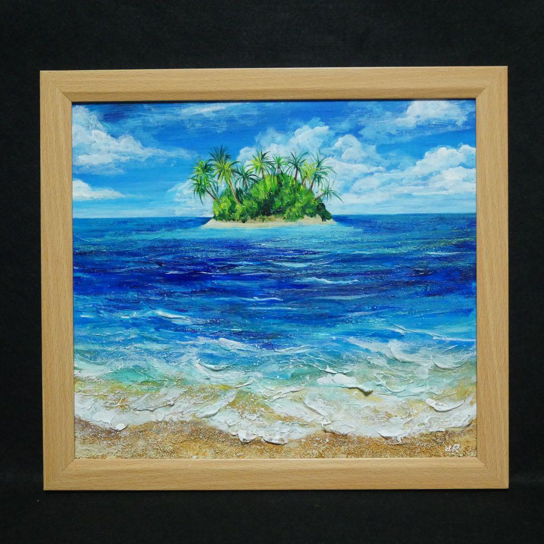 油絵 油彩 油彩画 絵 絵画【海の先に見える小島】