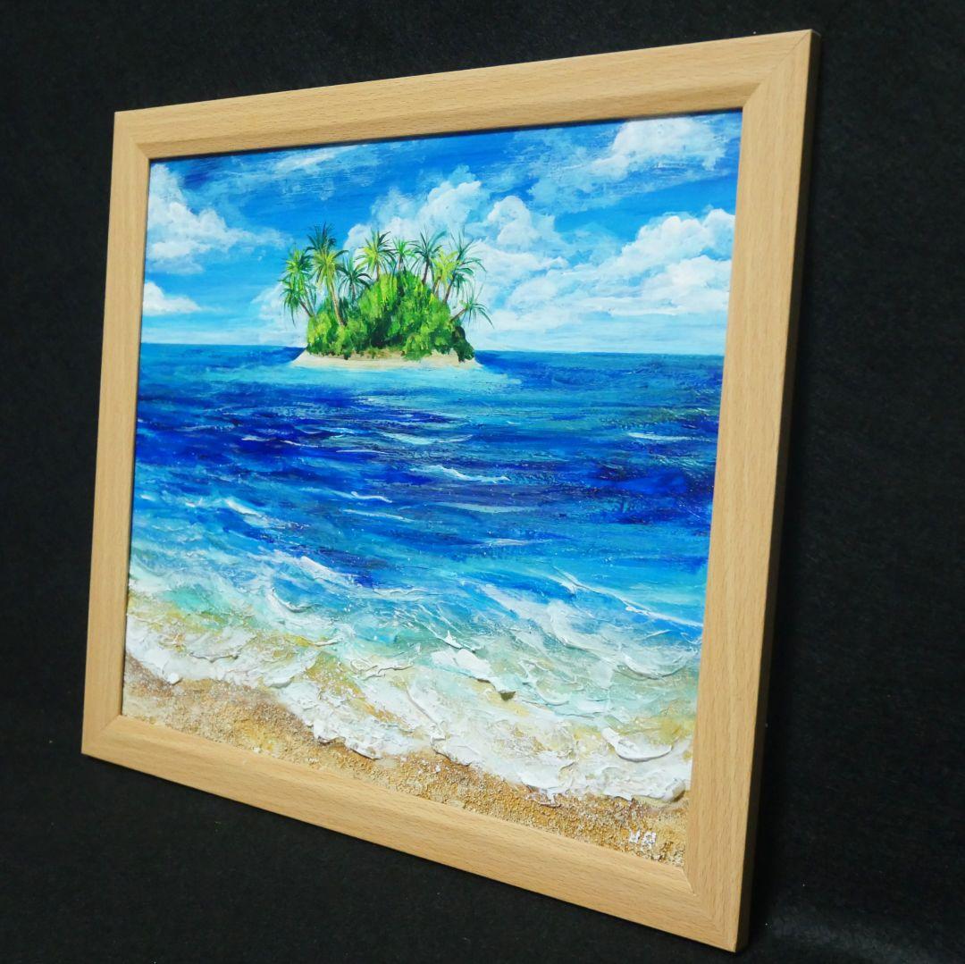 油絵 油彩 油彩画 絵 絵画【海の先に見える小島】
