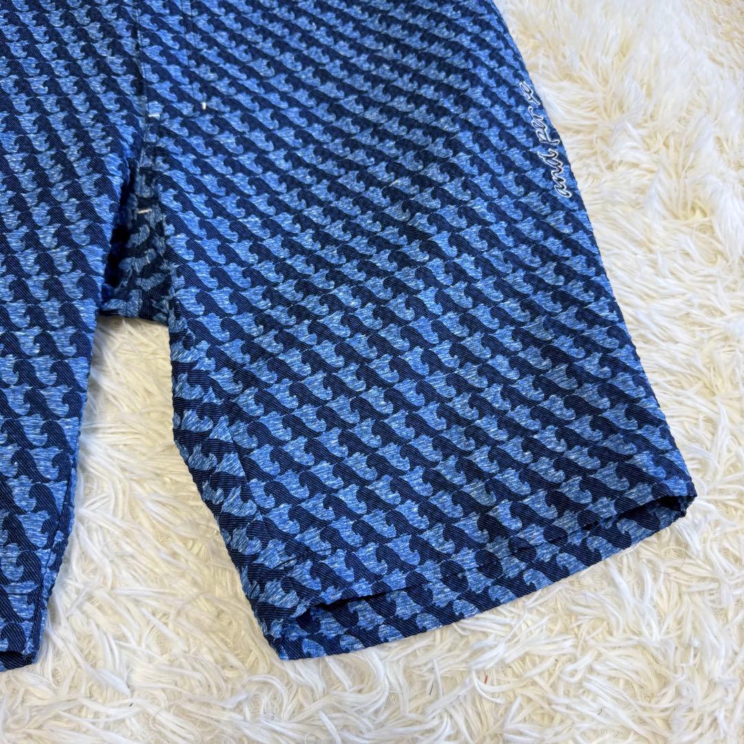 【アンパスィ】美品 ハーフパンツ シアサッカー ブルー LLサイズ メンズ