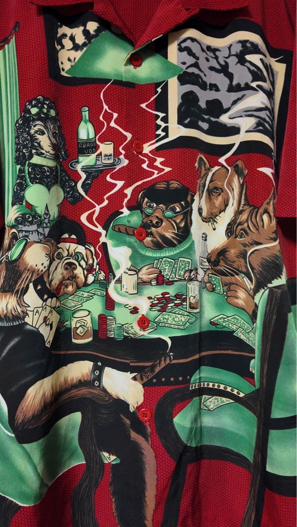 犬アートプリントシャツ